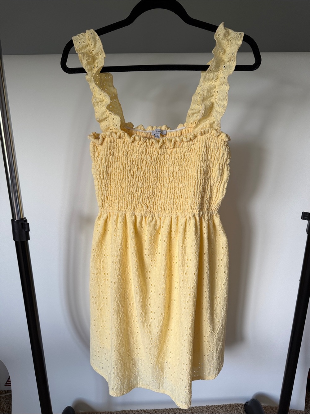 Yellow Eyelet Sundress with Ruffled Straps